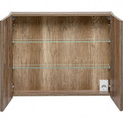 Ensemble meuble sous vasque + vasque + cabinet miroir - 80 cm - Rosario Taupe