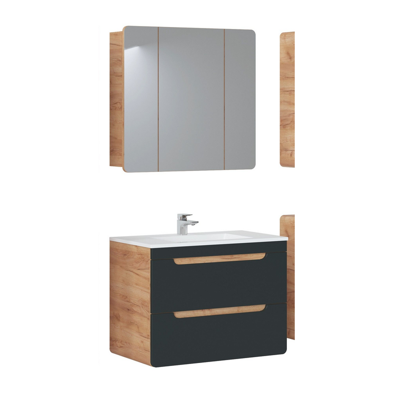 Ensemble meuble vasque + cabinet miroir - 80 cm - Archipel Cosmos