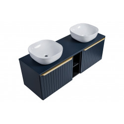 Ensemble complet de salle de bain double vasques - 140 cm - Rosario Deep Blue