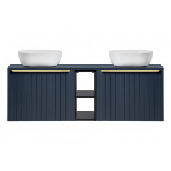 Ensemble complet de salle de bain double vasques - 140 cm - Rosario Deep Blue