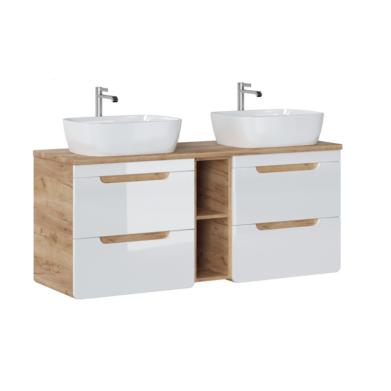 Ensemble meubles double vasques 140 cm - Archipel White