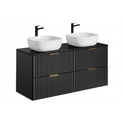 Ensemble complet salle de bain meuble double vasques à poser 120 cm + 3 éléments - Georgia Black