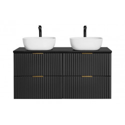 Ensemble complet salle de bain meuble double vasques à poser 120 cm + 3 éléments - Georgia Black