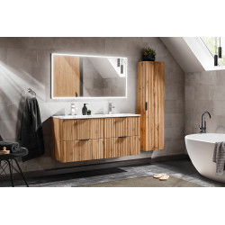 Ensemble complet salle de bain meuble double vasques 120 cm + 2 éléments - Georgia Oak