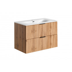 Ensemble complet de salle de bain meuble vasque 80 cm + 2 éléments - Georgia Oak