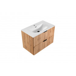 Ensemble complet de salle de bain meuble vasque 80 cm + 2 éléments - Georgia Oak