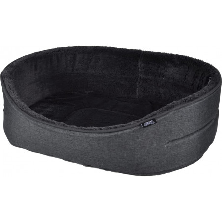 Panier ovale pour animaux avec intérieur aspect peluche - Noir - L 55 x l 37 cm - Gamme Newton