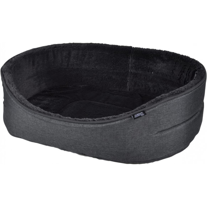 Panier ovale pour animaux avec intérieur aspect peluche - Noir - L 65 x l 48 cm - Gamme Newton