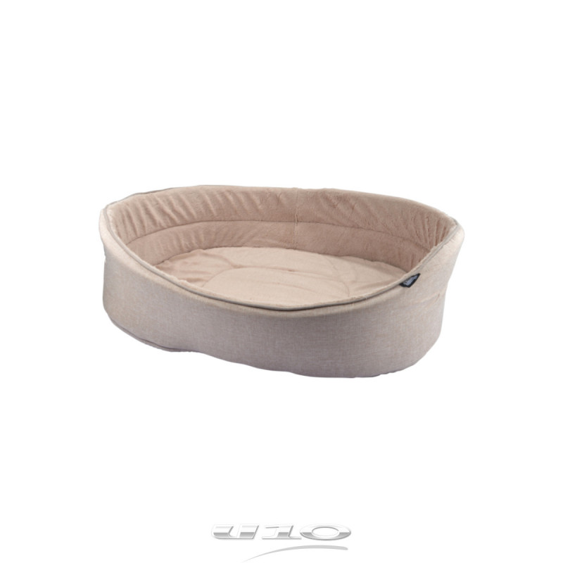 Panier ovale pour animaux avec intérieur aspect peluche - Beige - L 40 x l 23 cm - Gamme Newton