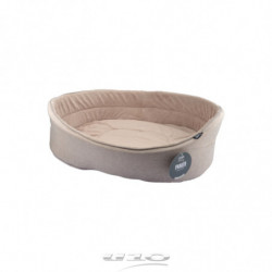 Panier ovale pour animaux avec intérieur aspect peluche - Beige - L 40 x l 23 cm - Gamme Newton