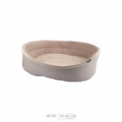 Panier ovale pour animaux avec intérieur aspect peluche - Beige - L 65 x l 48 cm - Gamme Newton