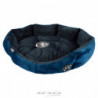 Panier rond avec coussin amovible en velours - Bleu et noir - D 60 cm - Gamme Patchy