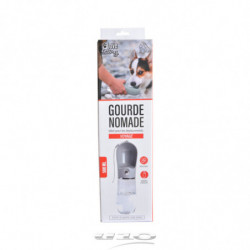 Gourde nomade en plastique pour animaux - 500ml - Gris - D 7,7 x H 28 cm