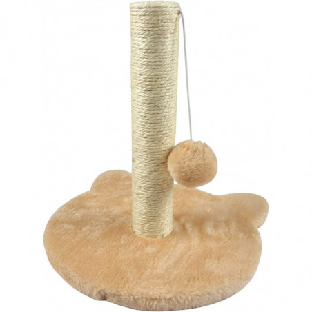 Arbre à chaton avec socle tête de chat en bois MDF - Beige - 30 x 30 x H 33 cm