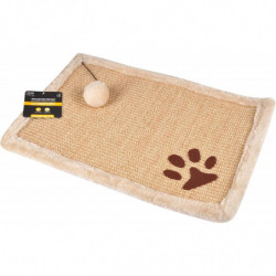 Tapis griffoir pour chats avec jouet - Beige - L 48 x l 34 cm