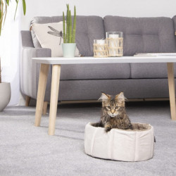 Panier rond effet velours pour animaux - Beige - D 48 x H 16 cm - Gamme Sweet cat