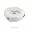 Coussin donut rond en tissu à bouclettes pour animaux - Blanc - D 55 x H 20 cm - Gamme Wooly