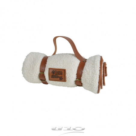 Plaid en tissu à bouclettes pour animaux - Blanc - L 70 x l 50 cm - Gamme Wooly