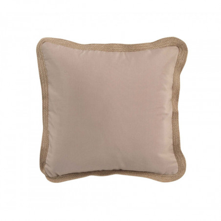 Coussin déhoussable en polycoton avec finition en jute Kelonia - Beige - 40 x 40 cm