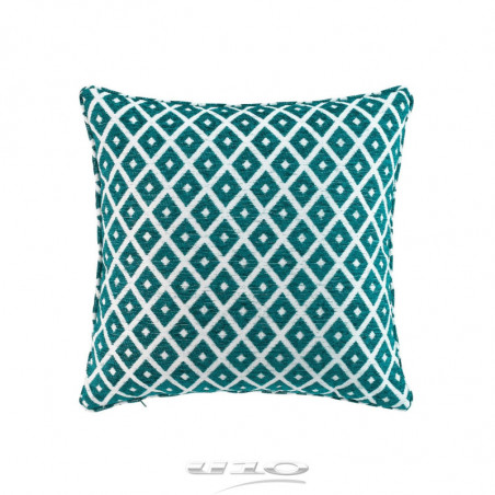 Coussin déhoussable en tissu effet jacquard chenillé Mariella - Bleu - 40 x 40 cm