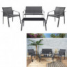 Salon de jardin "Naxos" avec 1 table + 3 chaises - Gris