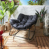 Fauteuil à bascule avec coussin "Tulum" - Beige et noir - L 96 x H 73 x P 114 cm