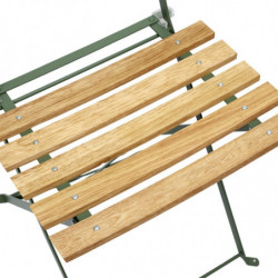 Chaise pliante "Bella Vita" en métal et bois de pin - Vert - L 42 x H 81 x P 48 cm