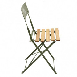 Lot de 2 chaises pliantes "Bella Vita" en métal et bois de pin - Vert - L 42 x H 81 x P 48 cm