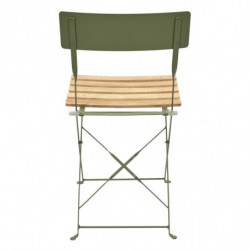 Lot de 2 chaises pliantes "Bella Vita" en métal et bois de pin - Vert - L 42 x H 81 x P 48 cm