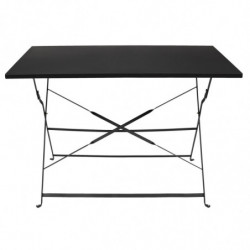 Table à manger d'extérieur pliante rectangle en inox - Noir - L 110 x H 71 x P 70 cm