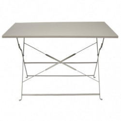 Table à manger d'extérieur pliante rectangle en inox - Taupe - L 110 x H 71 x P 70 cm