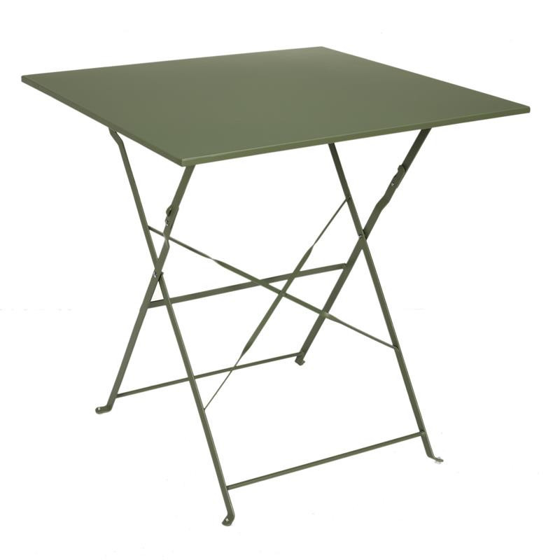 Table à manger d'extérieur pliante carré en inox - Vert - L 70 x 71 x P 70 cm