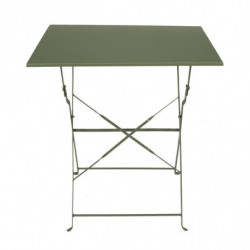 Table à manger d'extérieur pliante carré en inox - Vert - L 70 x 71 x P 70 cm