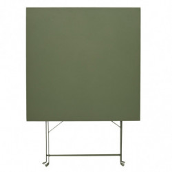 Table à manger d'extérieur pliante carré en inox - Vert - L 70 x 71 x P 70 cm