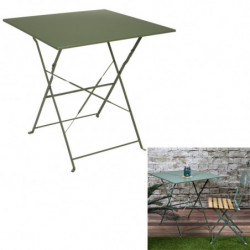 Table à manger d'extérieur pliante carré en inox - Vert - L 70 x 71 x P 70 cm