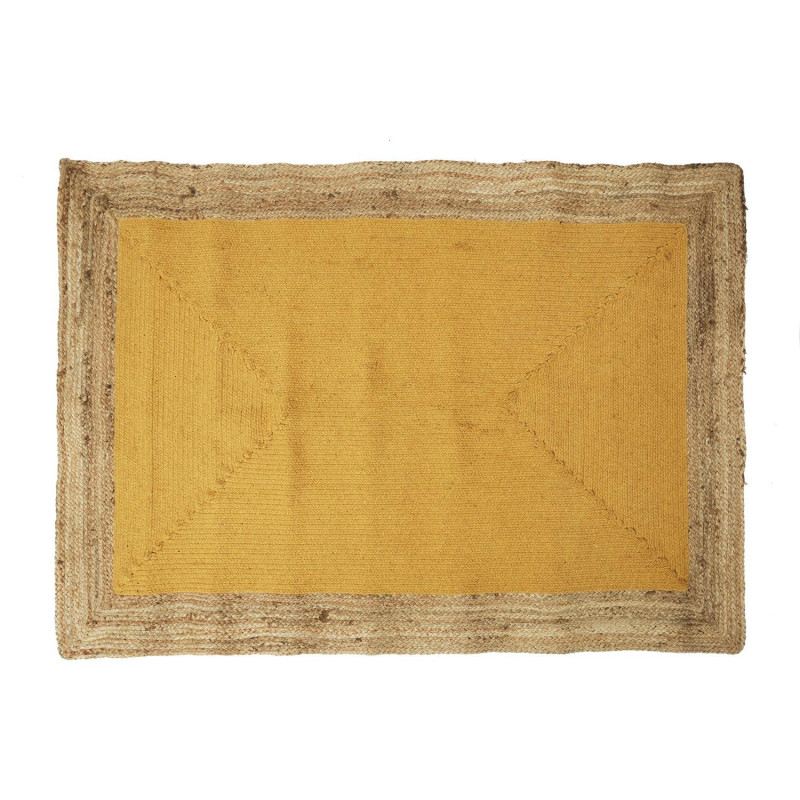 Tapis rectangle en jute et coton - Beige-Jaune - L 170 x l 120 cm