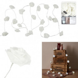 Guirlande avec 20 roses lumineuses - Blanc - L 350 cm