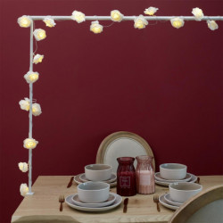 Guirlande avec 20 roses lumineuses - Blanc - L 350 cm