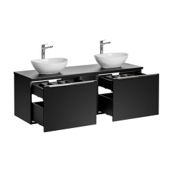 Ensemble meubles double vasques à poser + meuble bas - 140 cm - Rosario Black