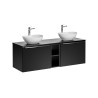 Ensemble meubles double vasques à poser + meuble bas - 140 cm - Rosario Black