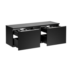 Ensemble meubles double vasques à poser + meuble bas - 140 cm - Rosario Black