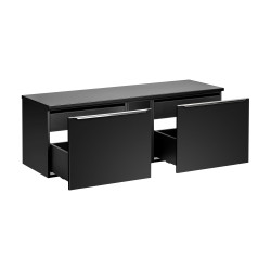 Ensemble meubles double vasques à poser + meuble bas - 140 cm - Rosario Black