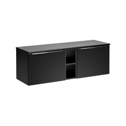 Ensemble meubles double vasques à poser + meuble bas - 140 cm - Rosario Black