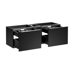 Ensemble meubles double vasques à poser + meuble bas - 140 cm - Rosario Black