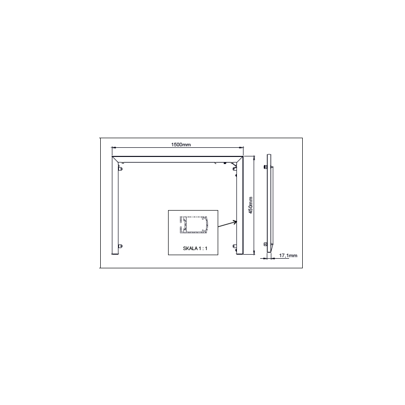 LED pour contours de meuble sous vasque 150 cm "Rama" - Modèle 1500