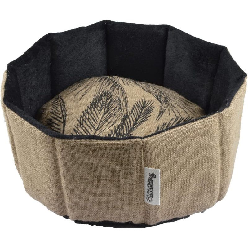 Panier rond en Jute pour animaux "Bahia" - Noir/Beige - D 38 x H 16 cm