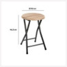 Tabouret pliable en bois et métal - Beige/Noir - H 46 x D 30 cm