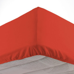 Drap housse pour lit double en coton - Rouge - 180 x 200 cm