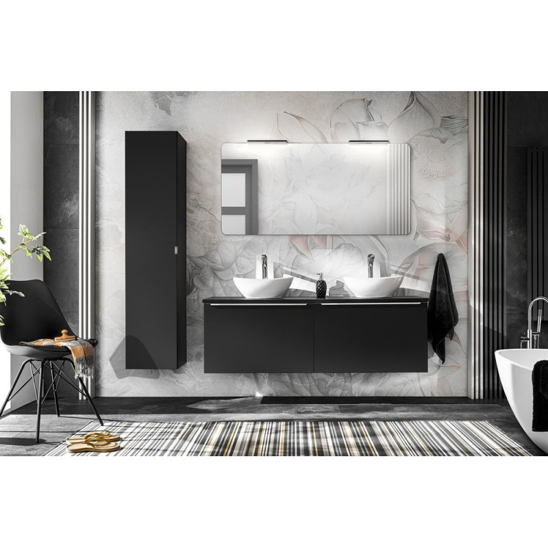 Ensemble complet avec meuble double vasque + 4 éléments - 120 cm - Rosario Black