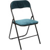 Chaise pliante en velours - Bleu canard - L 44 x P 45 x H 79 cm